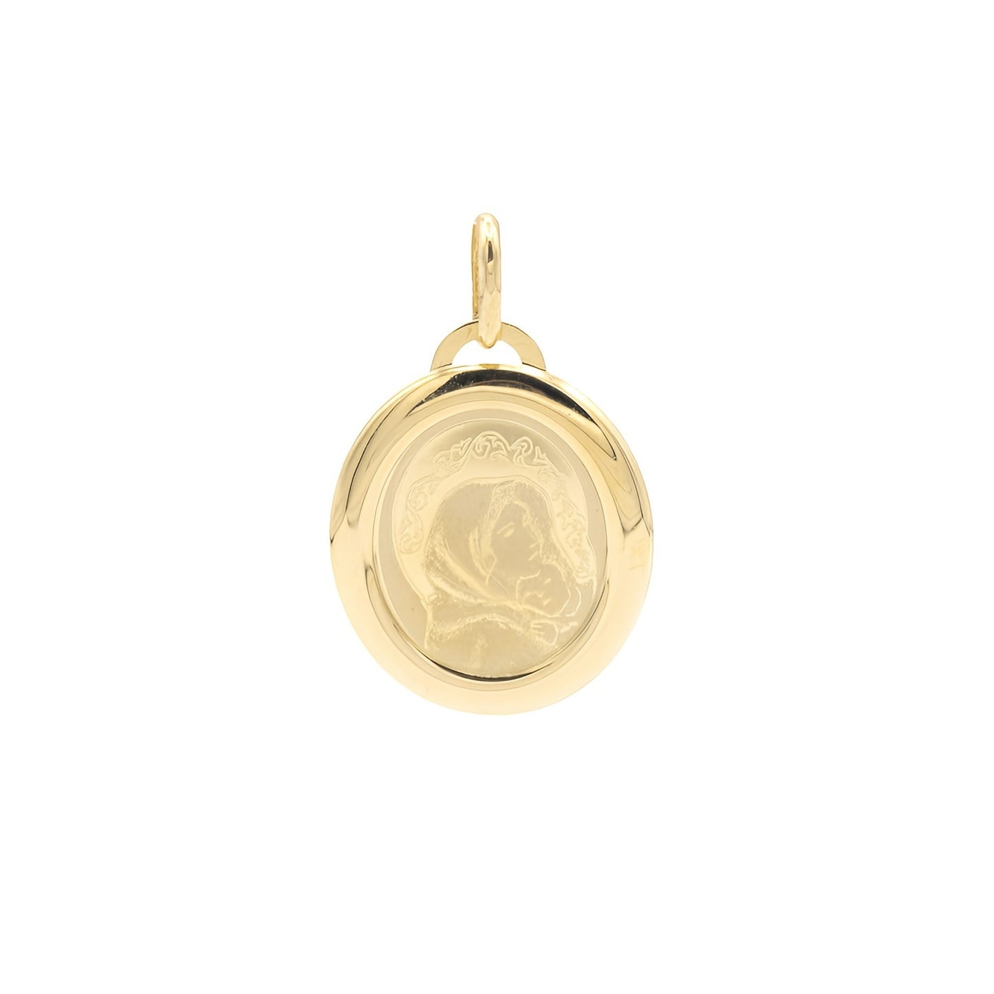 Medaglia Madonna con Bambino in Oro Giallo