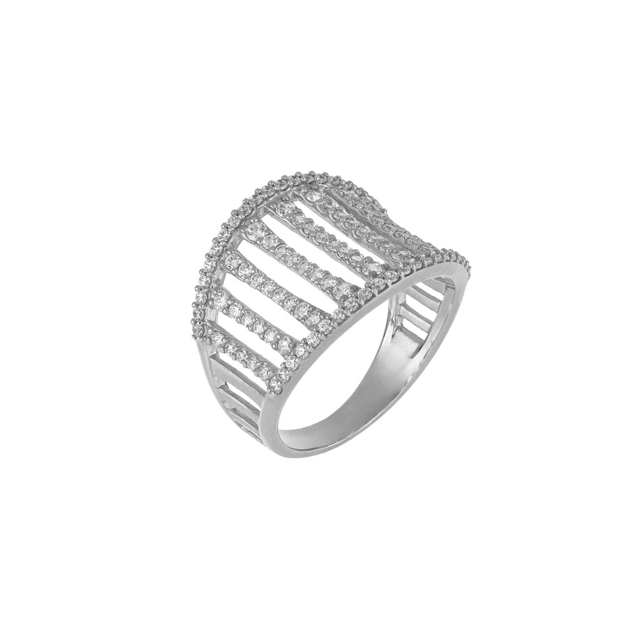 Anello a Fascia in Oro 375 (9kt) e zirconi