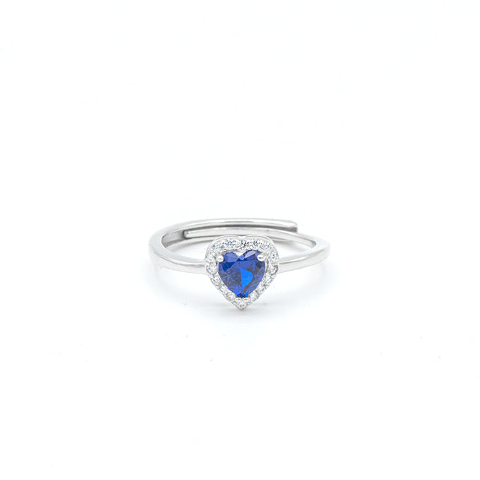 Anello Cuore Blu in Argento