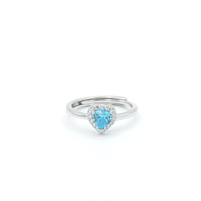 Anello Cuore Celeste in Argento
