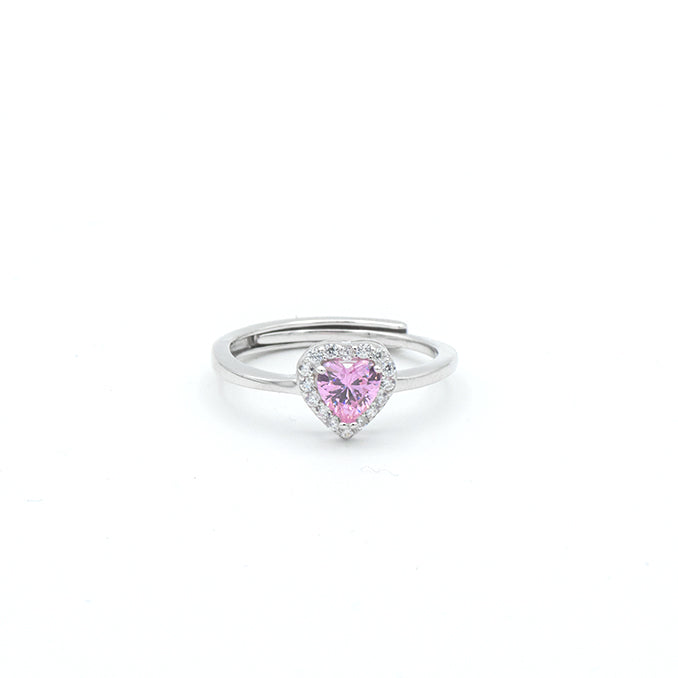 Anello Cuore Rosa in Argento