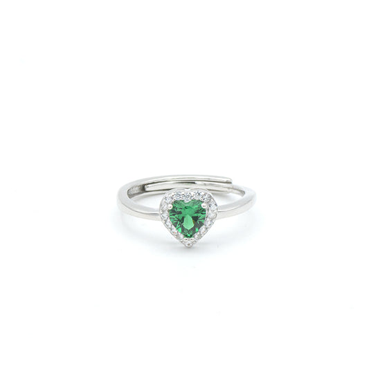 Anello Cuore Verde in Argento