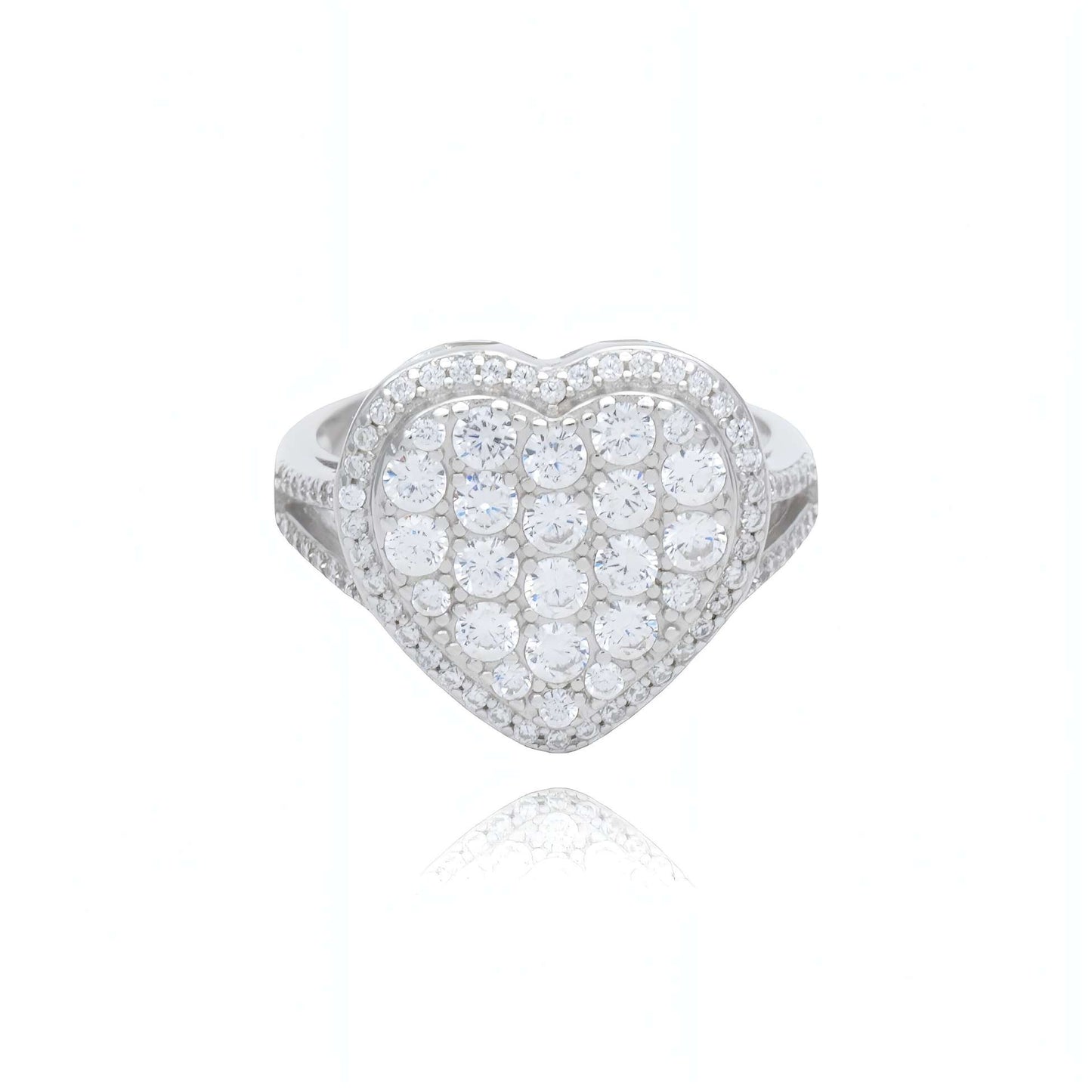 Anello Cuore a Pavè in Argento