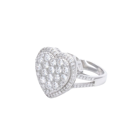 Anello Cuore a Pavè in Argento
