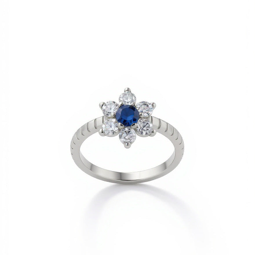 Anello Fiore Blu in Argento
