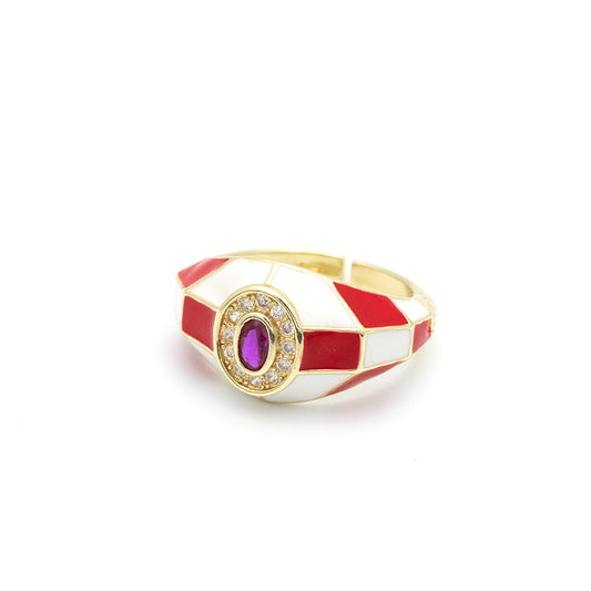 Anello Smaltato Bianco e Rosso