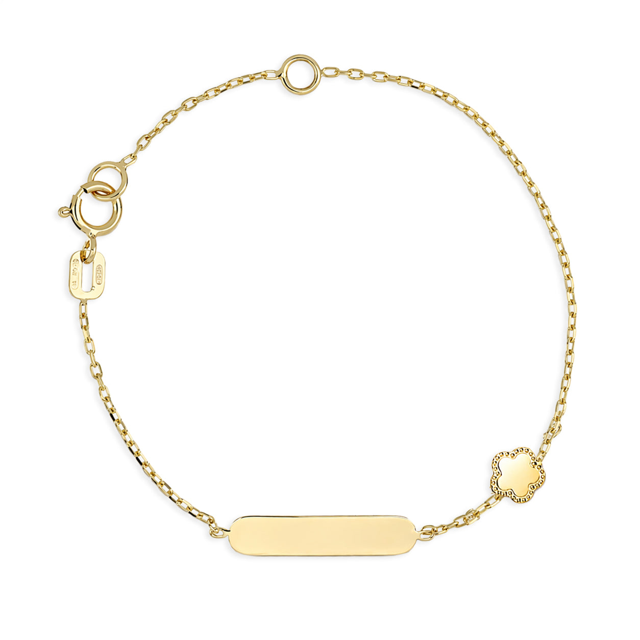 Bracciale Bimba Fiore e Targhetta in Oro 375 (9kt) iGOLD