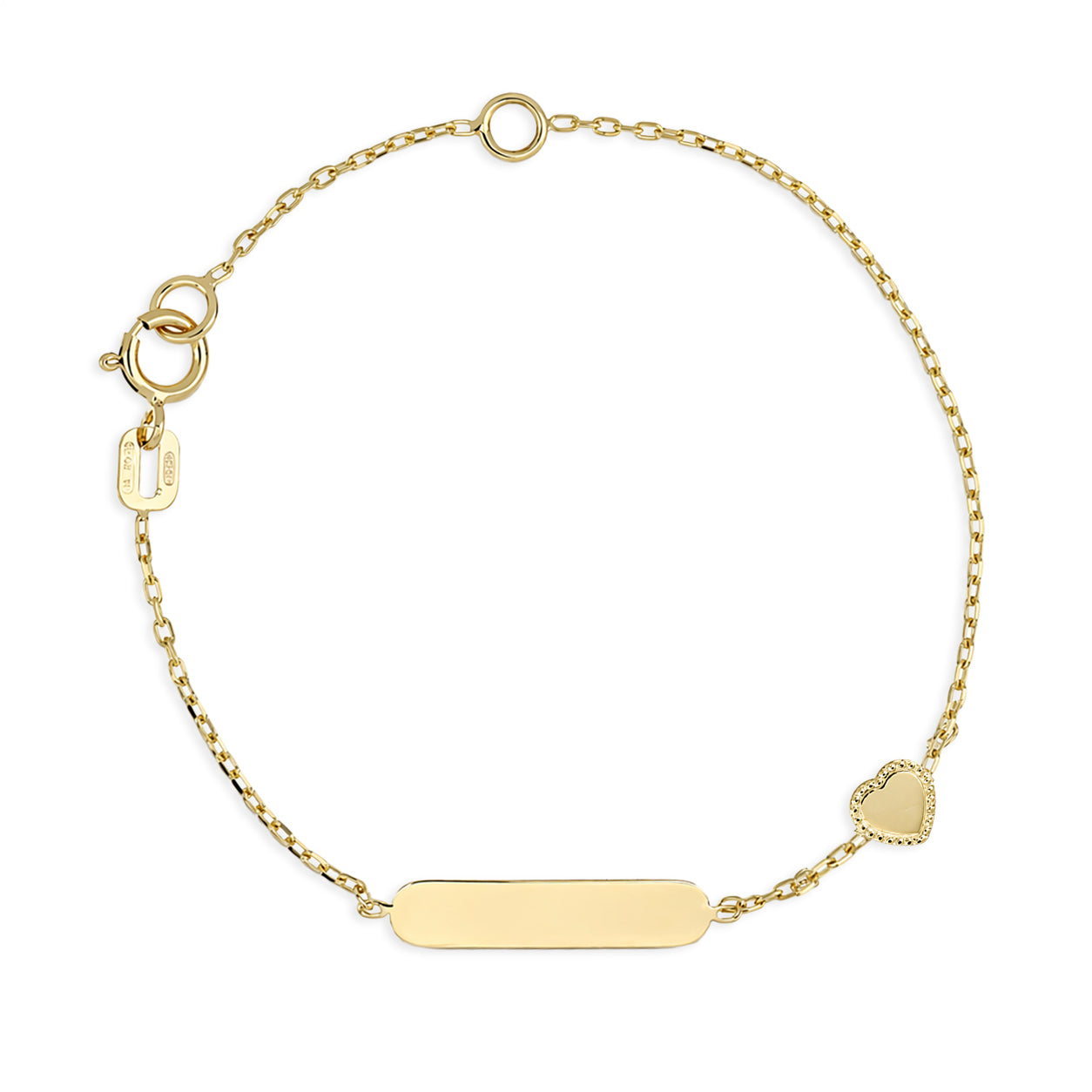 Bracciale Bimba Cuore e Targhetta in Oro 375 (9kt) iGOLD