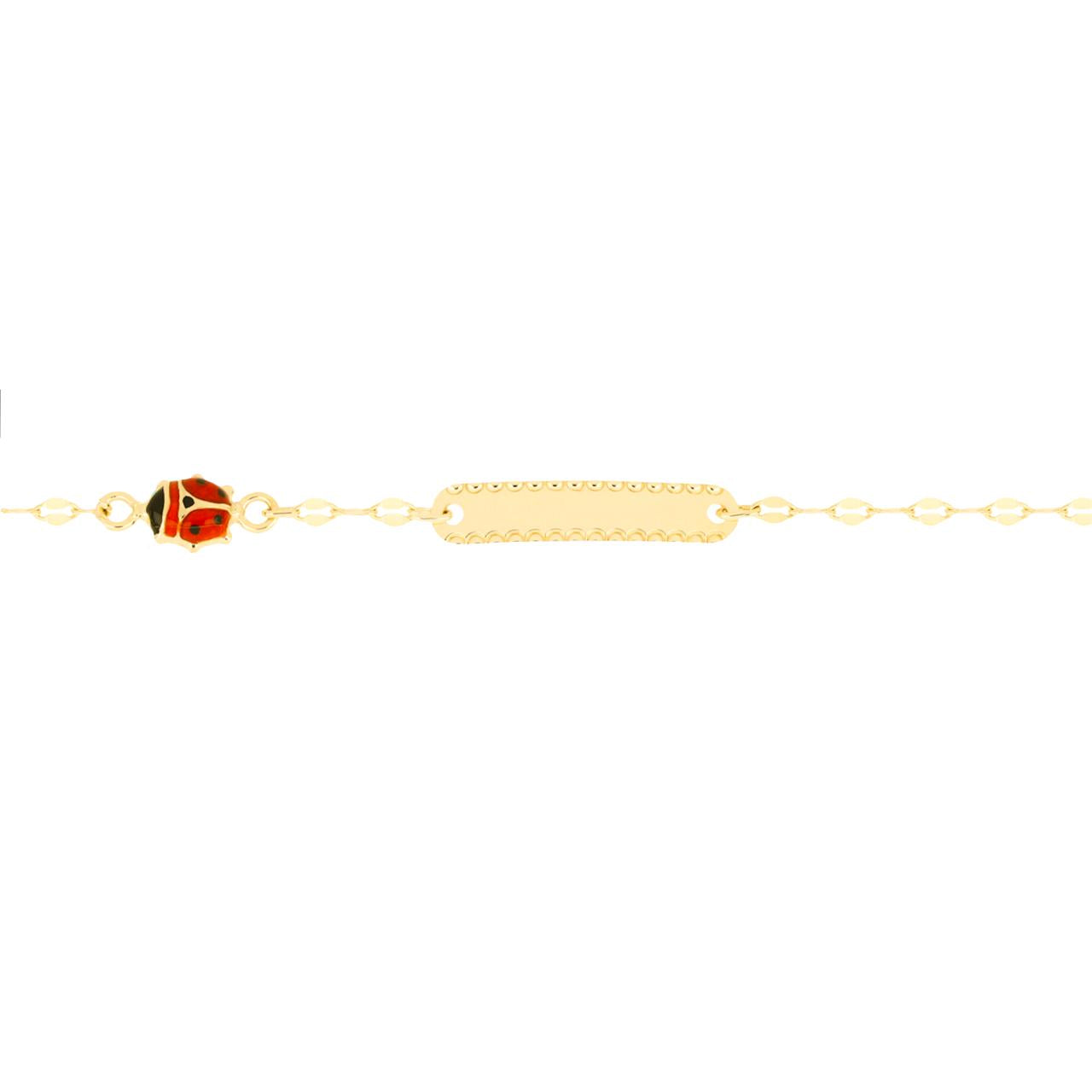 Bracciale Bimba in Oro Coccinella e Targhetta