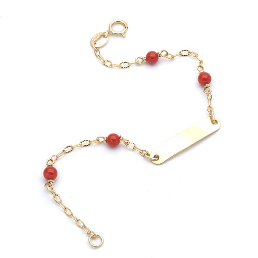 Bracciale Bimbi in Oro Corallini e Targhetta
