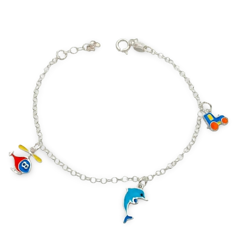 Bracciale Bimbo in Argento e Ciondolini Colorati Gioielli in Argento