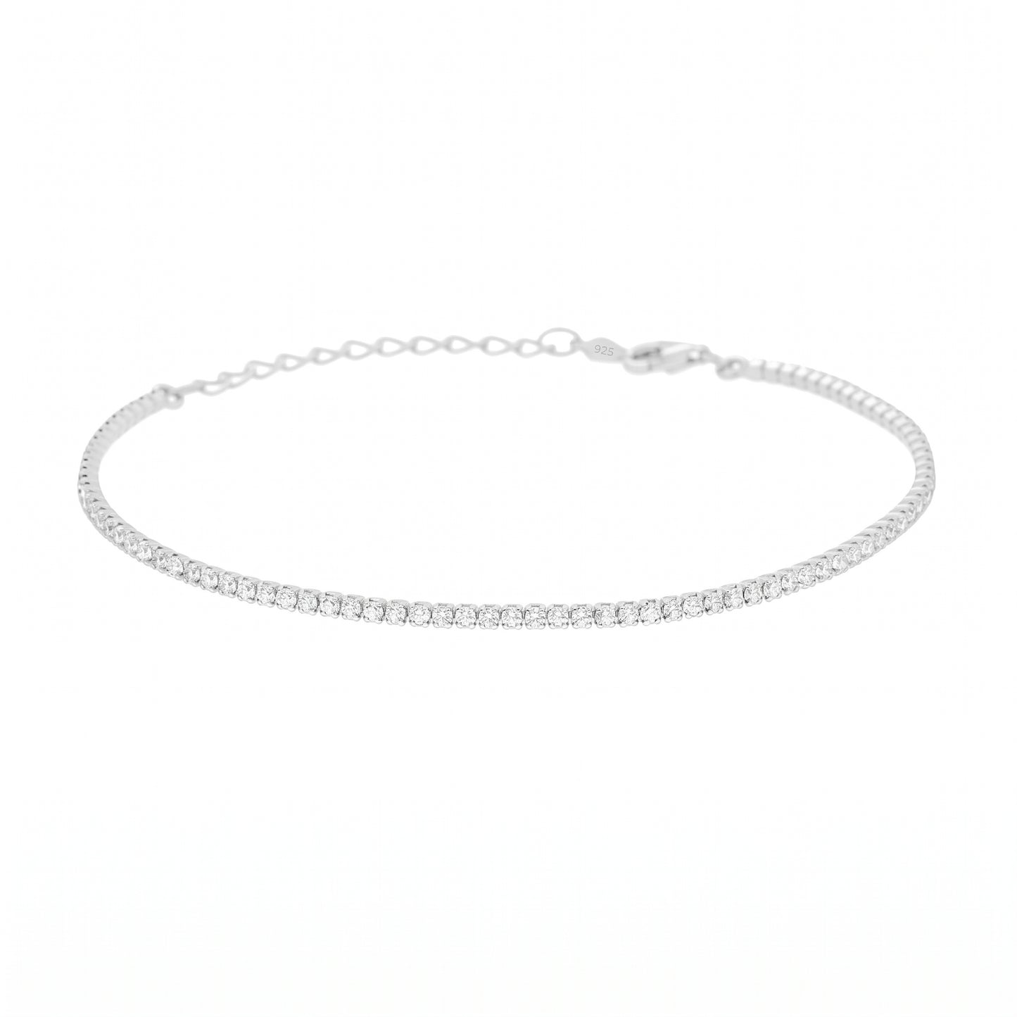 Bracciale Tennis in Argento 925 Rodiato Regolabile - Spessore 1.5 mm