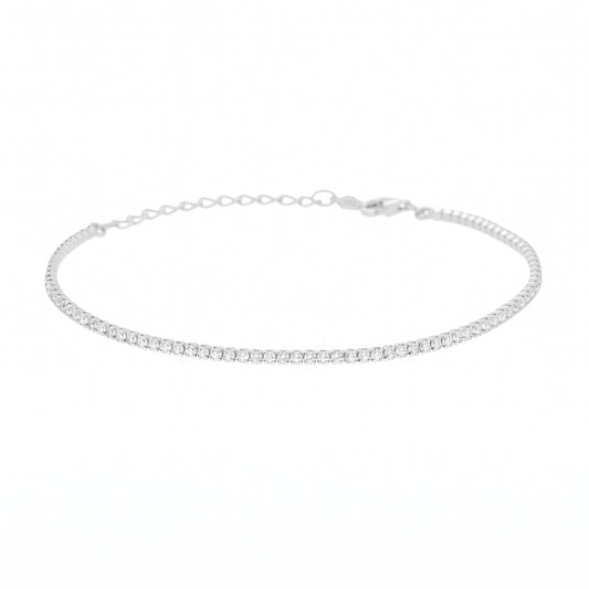 Bracciale Tennis in Argento 925 Rodiato Regolabile - Spessore 1.5 mm