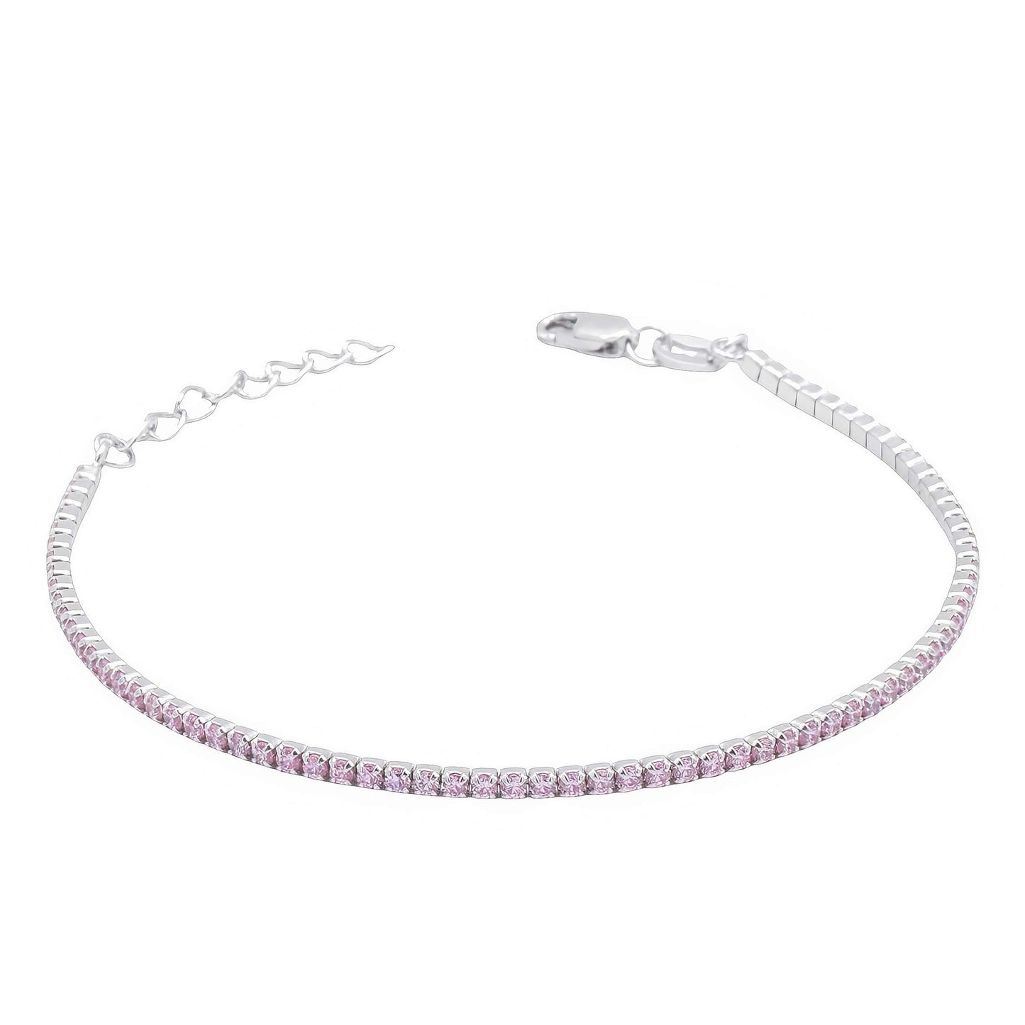 Bracciale Tennis in Argento Pietre Rosa