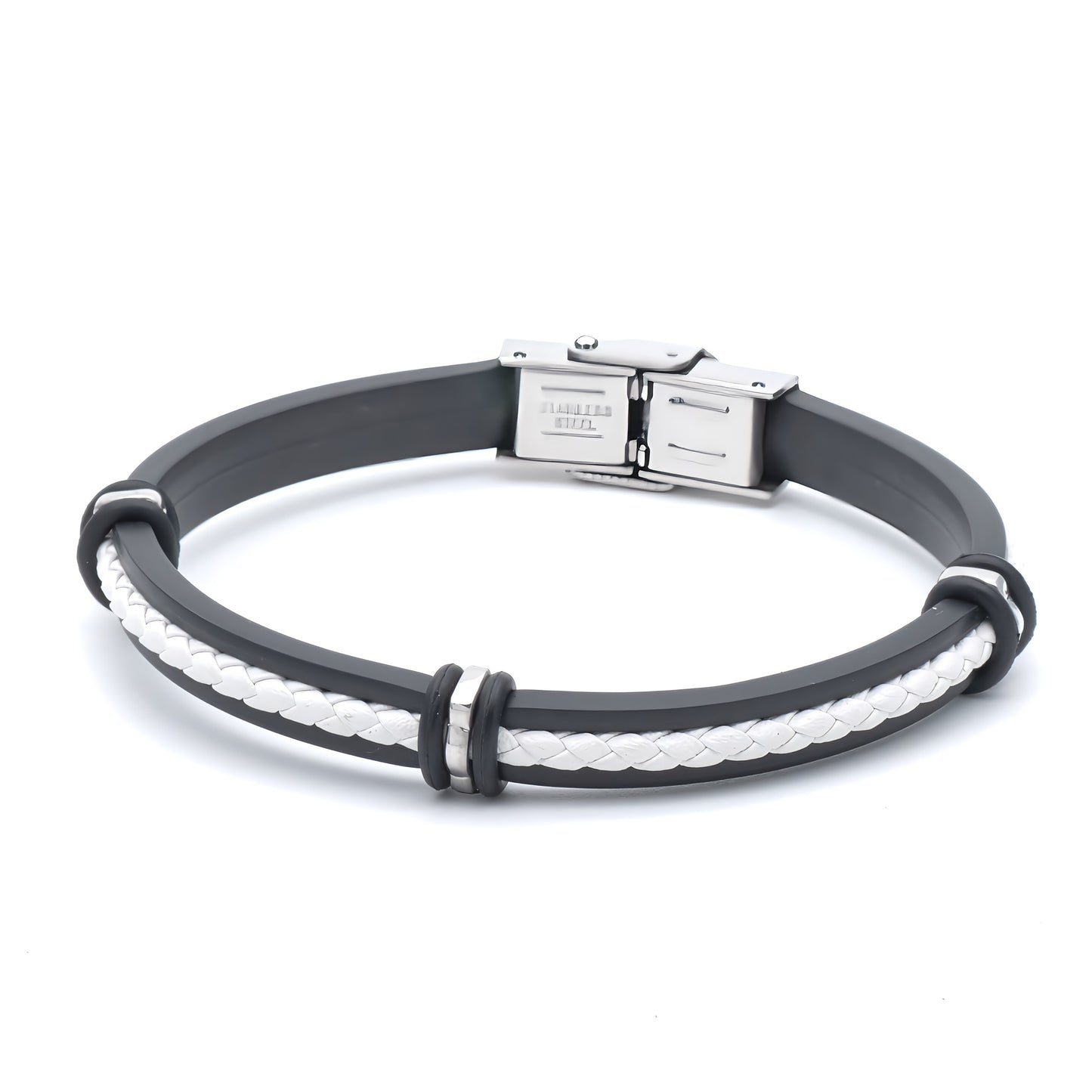 Bracciale Uomo Caucciù e Pelle