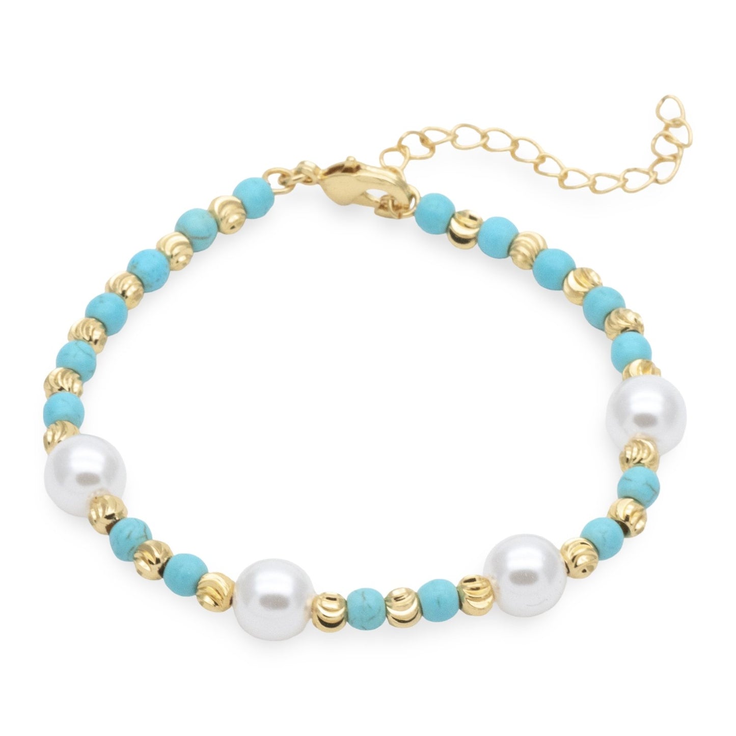 Bracciale Oro Turchese e Perle