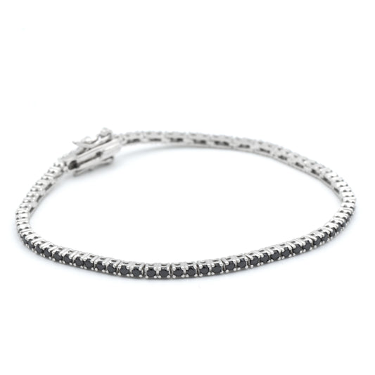 Bracciale Tennis In Argento E Pietre Nere