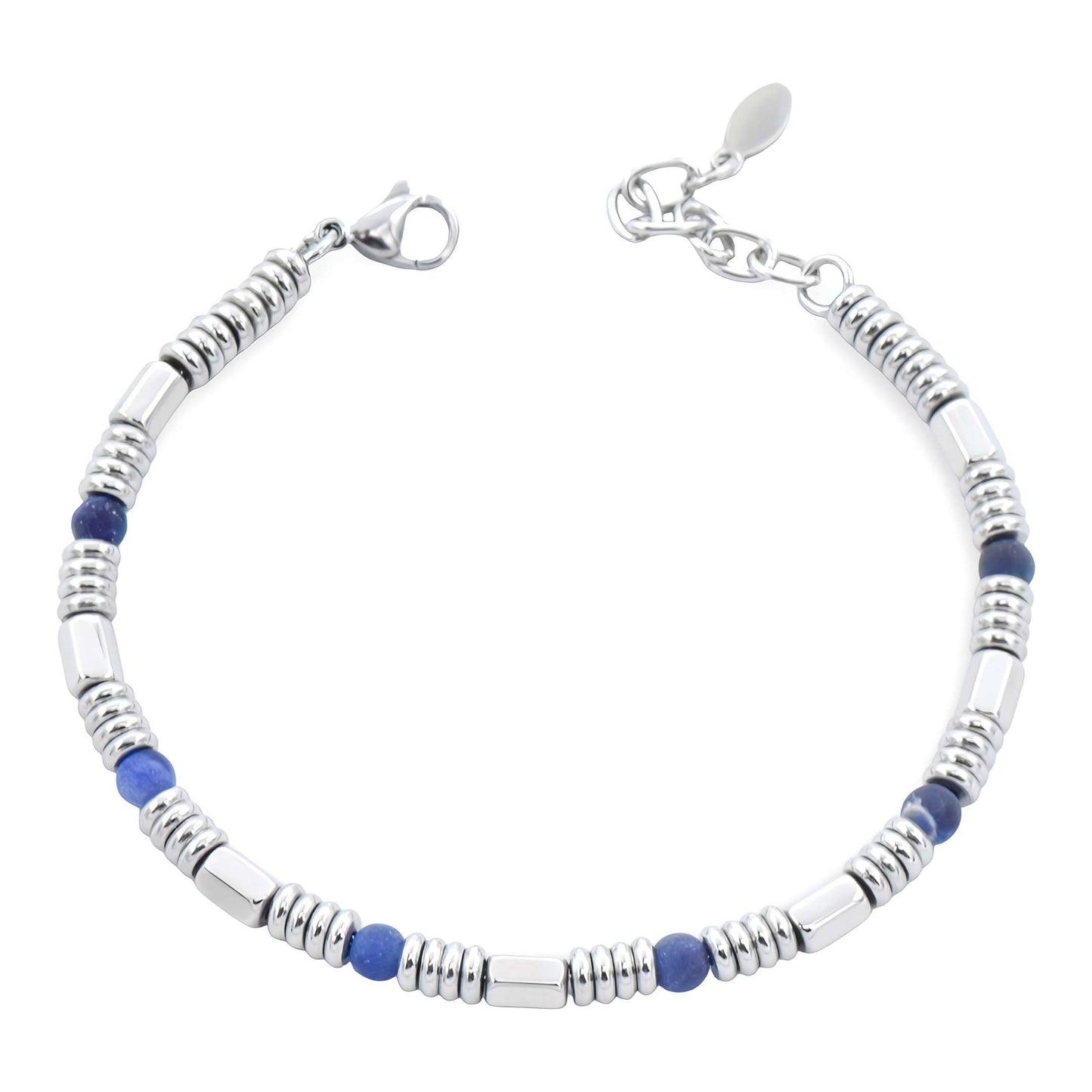 Bracciale Uomo Acciaio e Pietre Blu