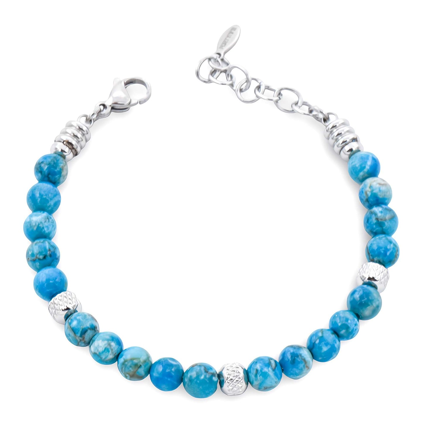 Bracciale Uomo Acciaio e Pietre Celesti
