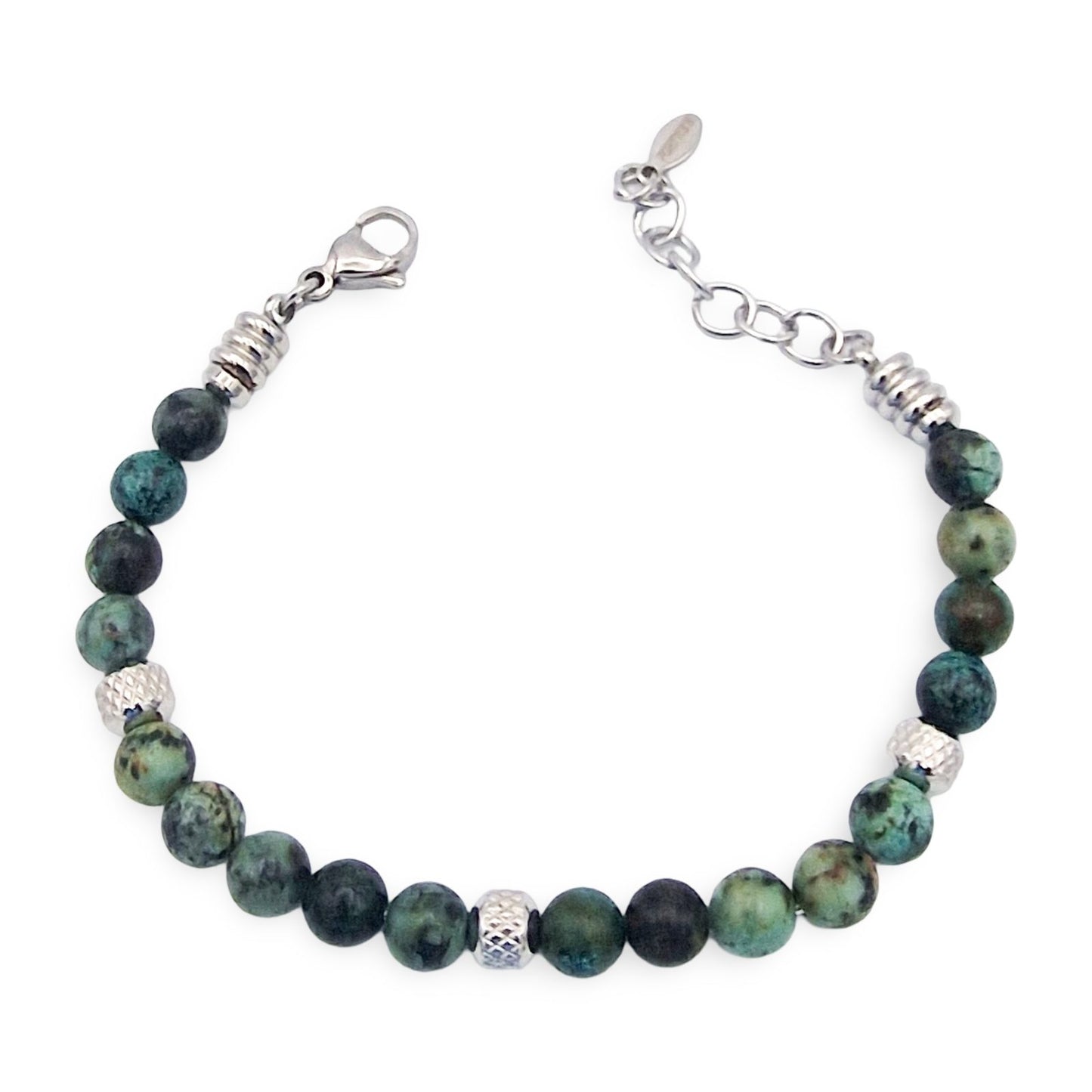 Bracciale Uomo Acciaio e Pietre Verdi