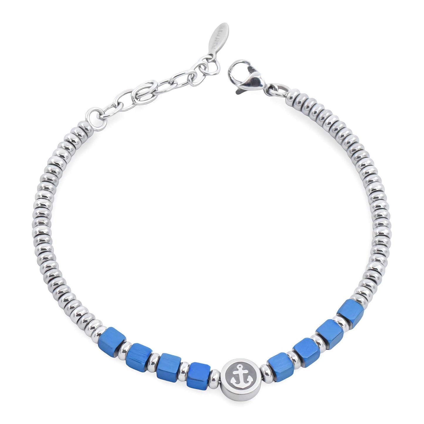 Bracciale Uomo Ancora e Ematite Blu