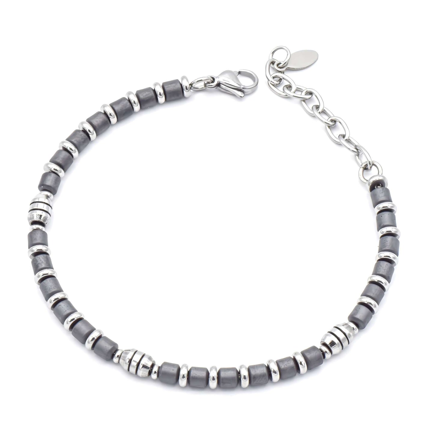 Bracciale Uomo in Acciaio e Ematite
