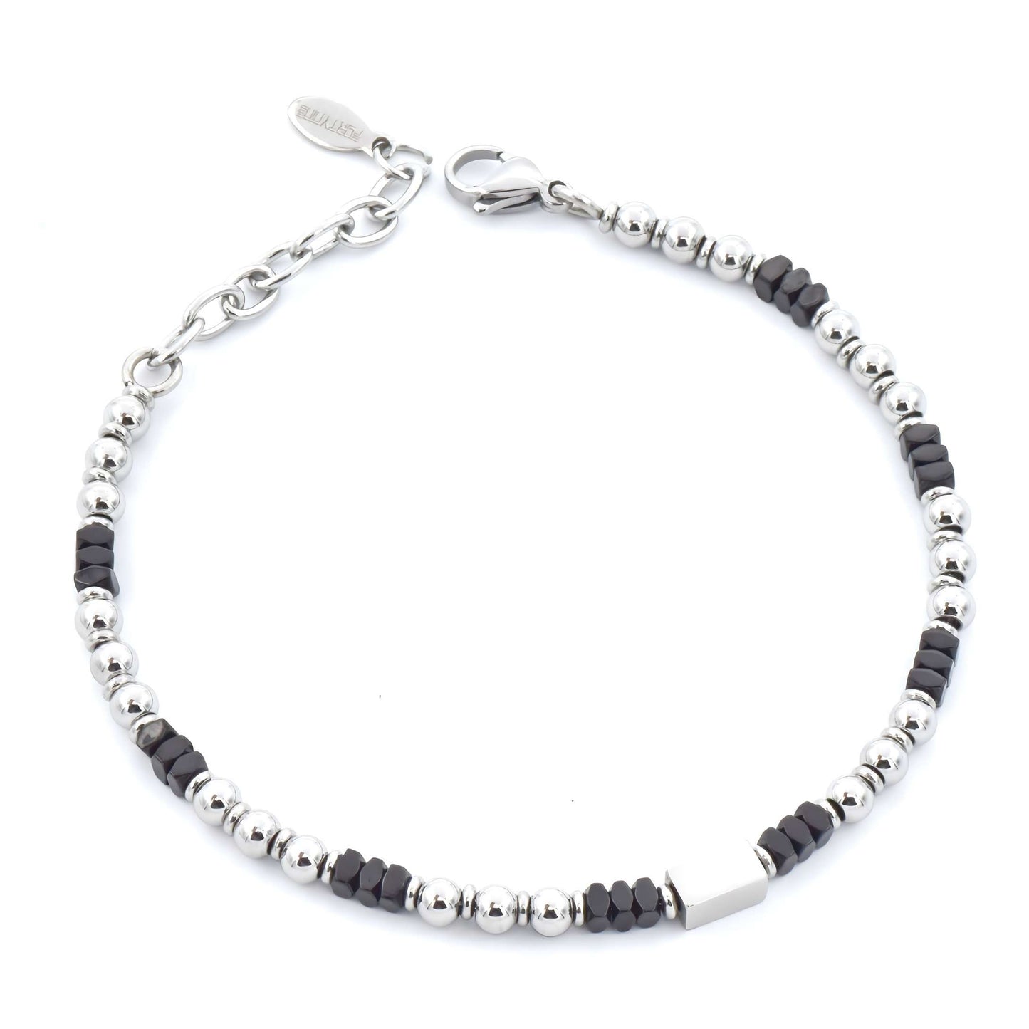 Bracciale Uomo in Acciaio e Ematite Nera