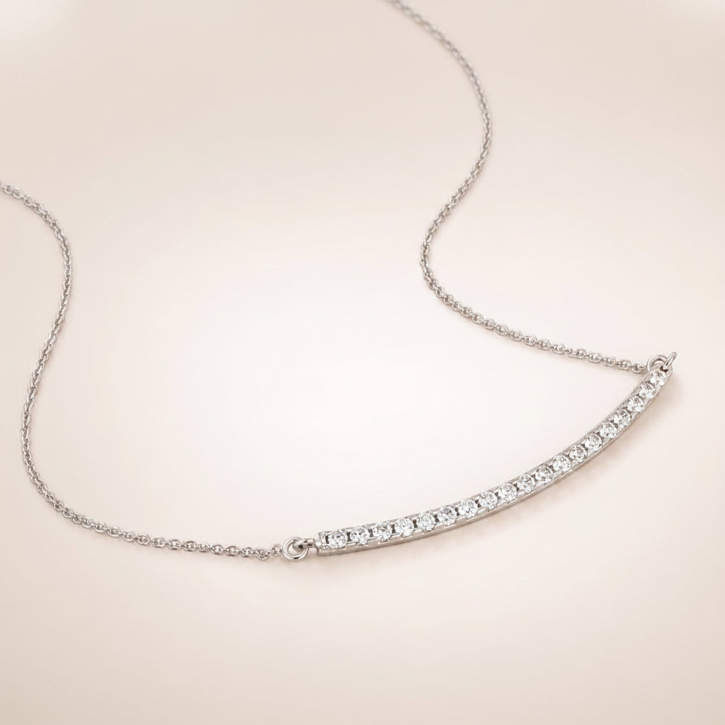 Collana Mezzo Tennis in Oro Bianco 9 Carati - 375