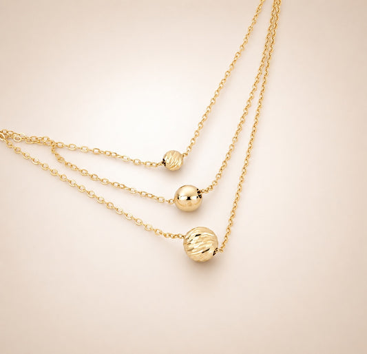 Collana Boules a Scalare Multifilo in Oro 9 Carati - 375