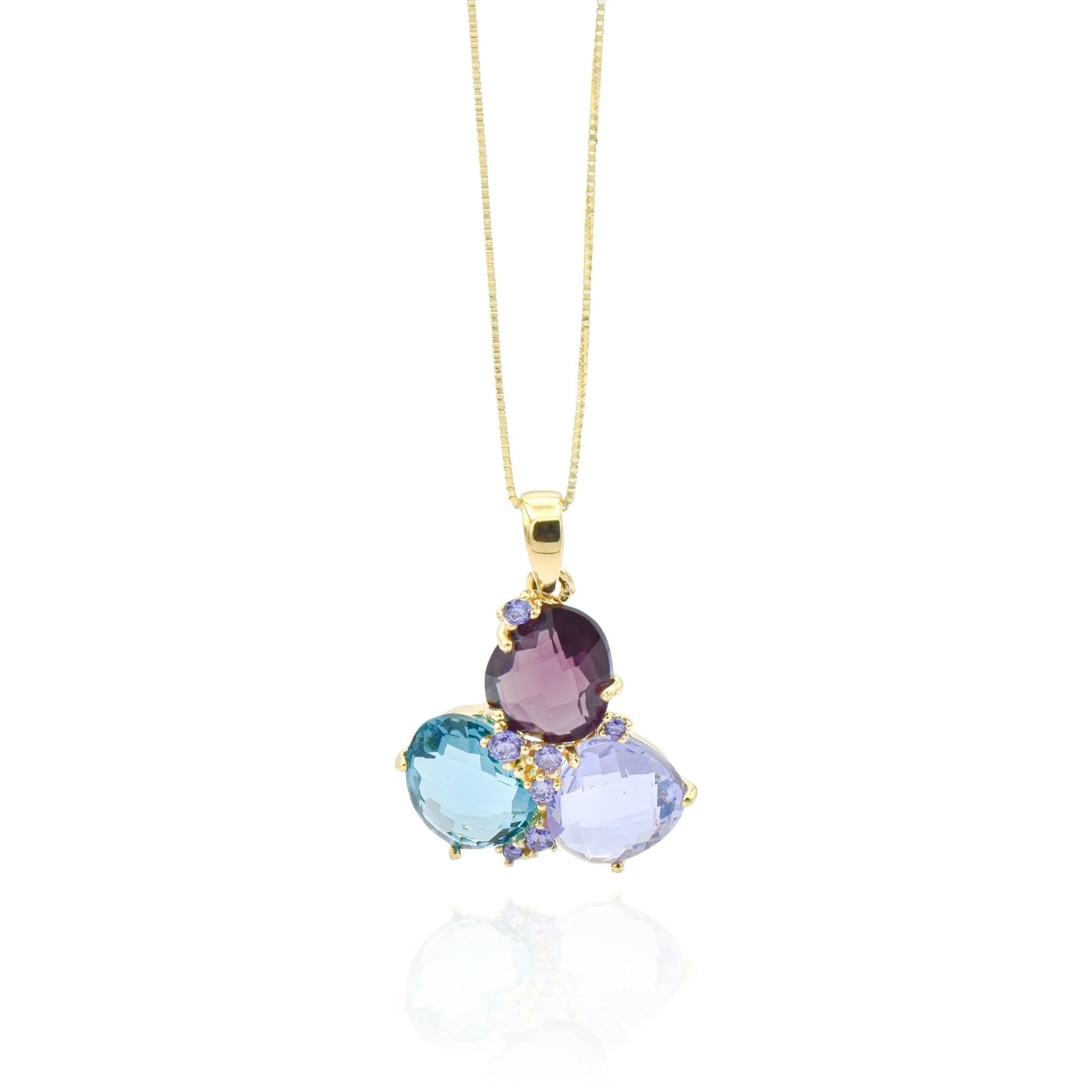 Collana Big Trilogy in Argento con Pietre Colorate