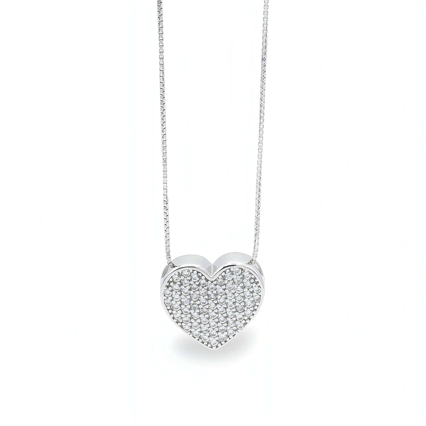 Collana Cuore in Argento a Pavè