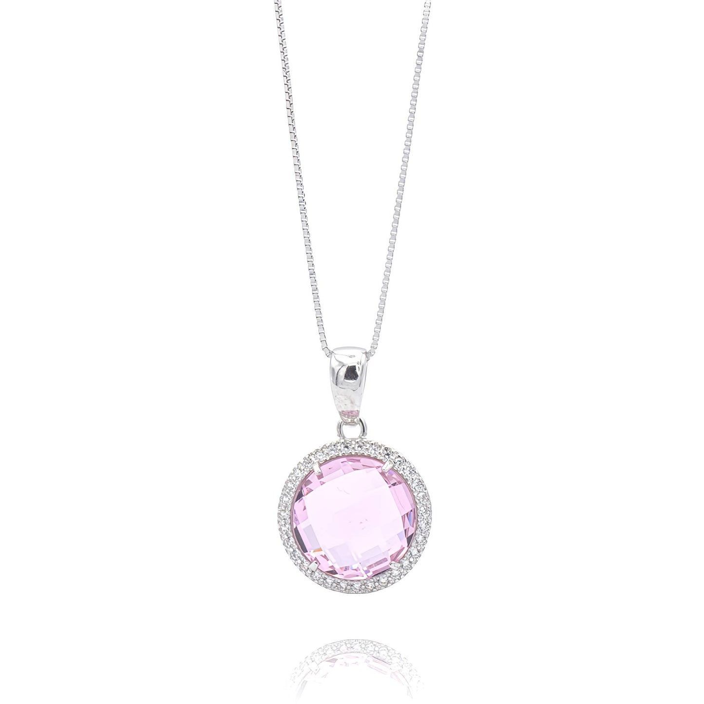 Collana In Argento Con Pietra Rosa