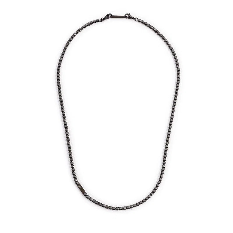 Collana Tennis Marlù Nera in Acciaio con Finitura PVD Nero