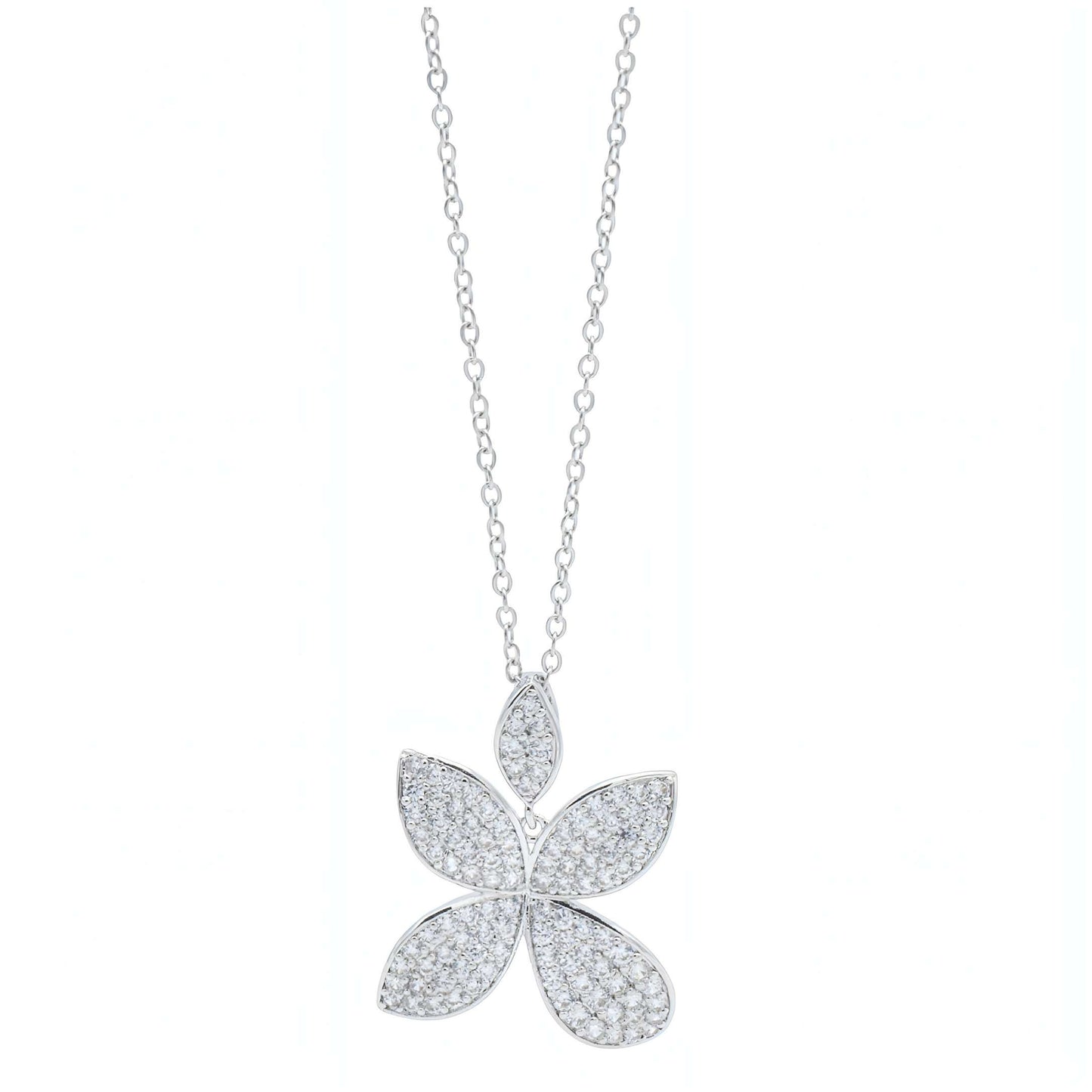 Collana Fiore a Pavè Argentata