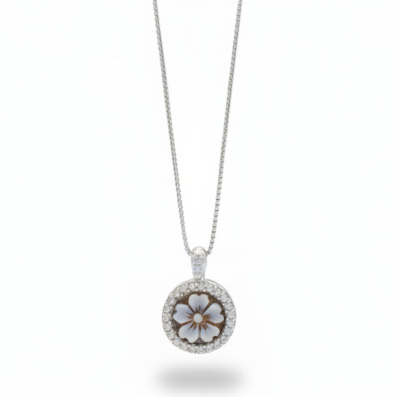 Collana In Argento Con Cammeo E Zirconi