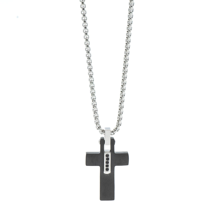 Collana con Croce e Zirconi Neri