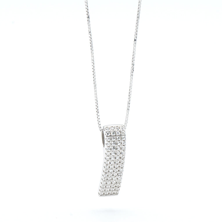 Collana in Argento con Pendente a Pavè