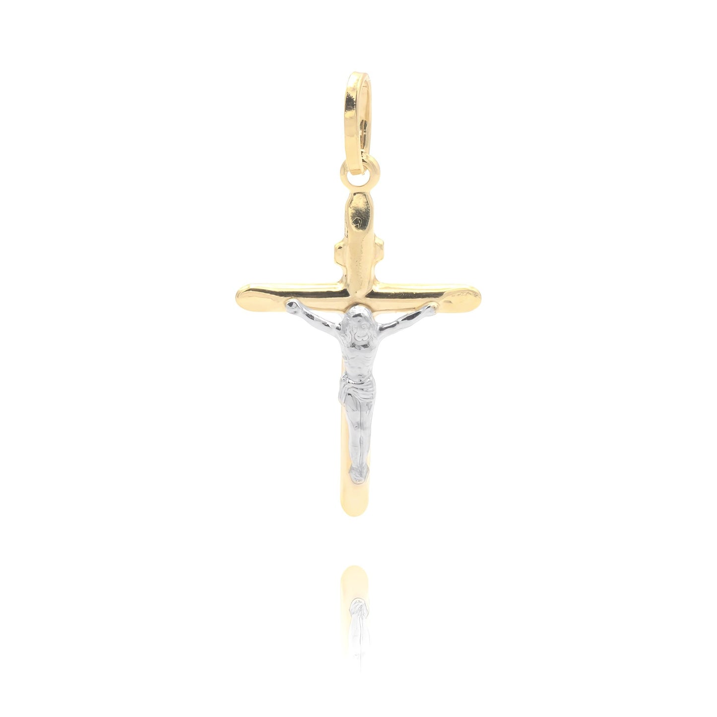 Croce in Oro Giallo con Cristo in Oro Bianco