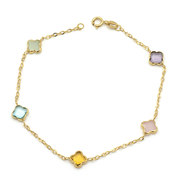 Bracciale in Oro con Fiori Colorati