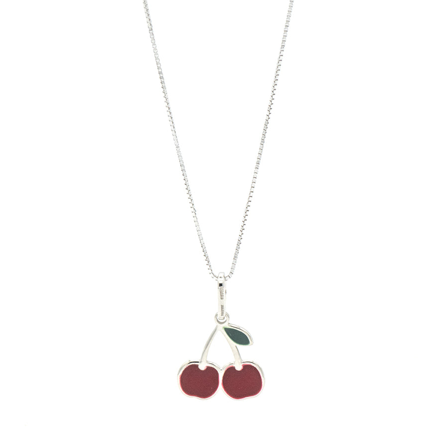 Collanina bimba in argento con ciliegie