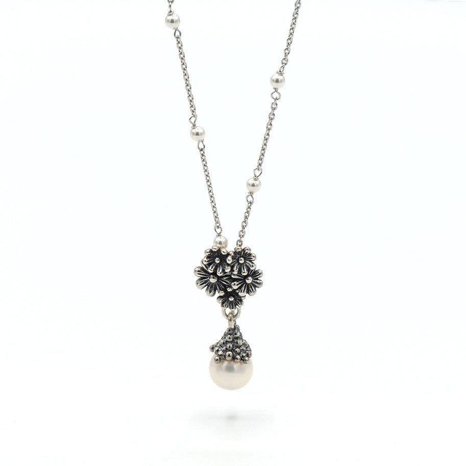 Collana Perle e Fiori in Argento