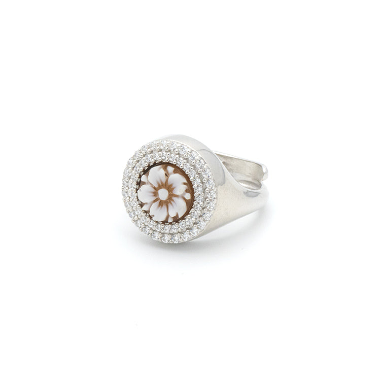 Anello Chevalier Con Cammeo E Zirconi