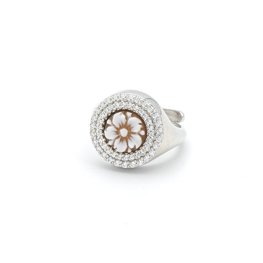 Anello Chevalier Con Cammeo E Zirconi