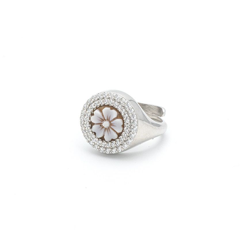 Anello Chevalier Con Cammeo E Zirconi