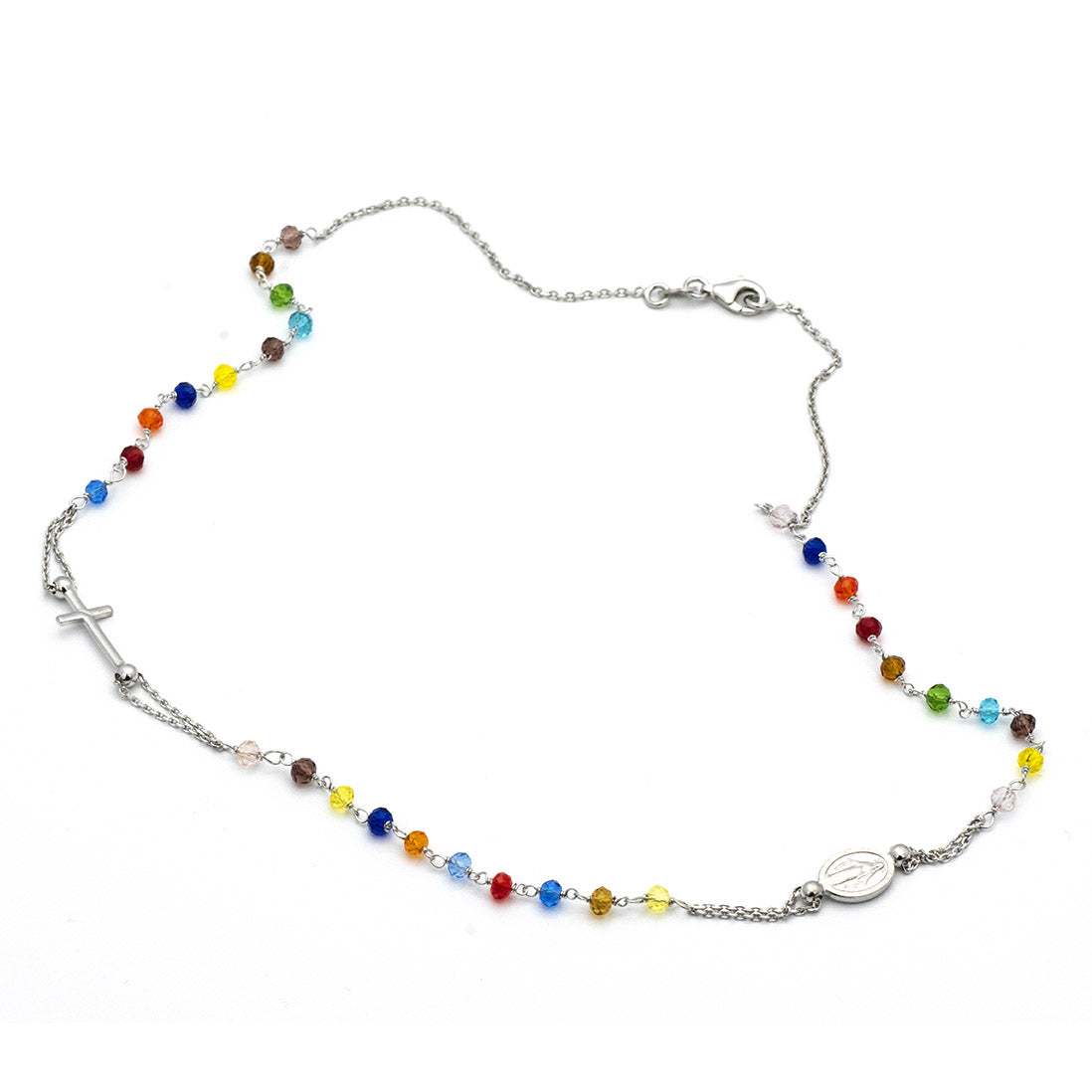 Collana Rosario Girocollo in Argento e Pietre Colorate