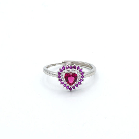 Anello Cuore Rosso in Argento Gioielli in Argento