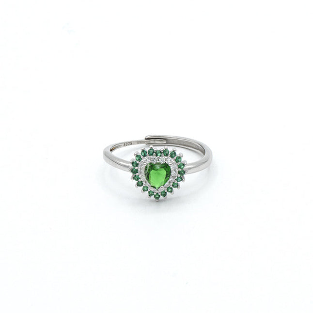 Anello Cuore Verde in Argento Gioielli in Argento