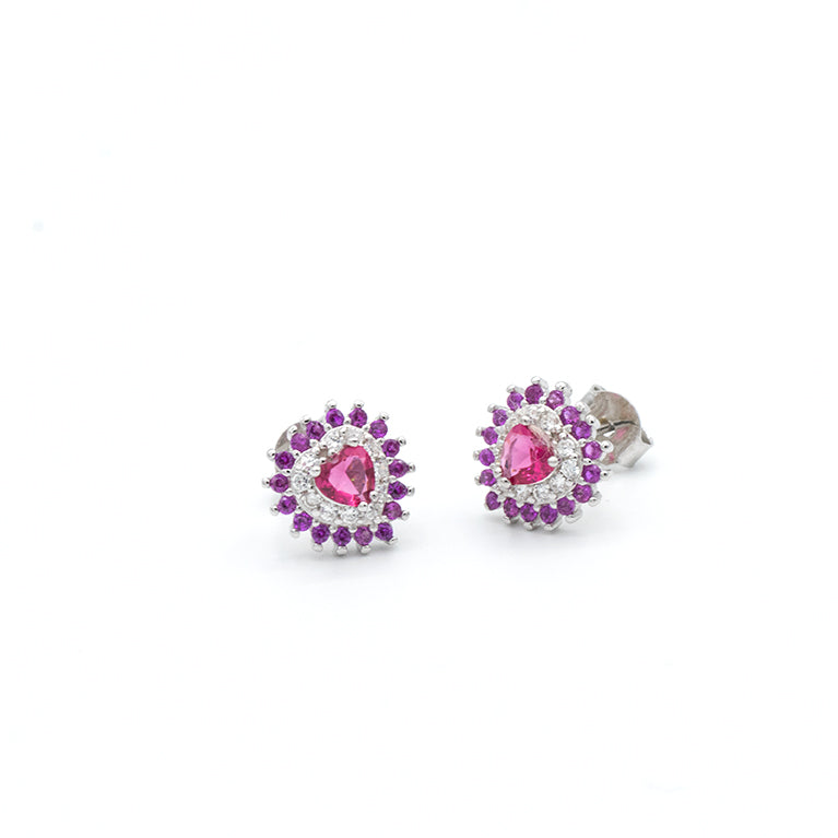 Orecchini Cuore Rosso in Argento