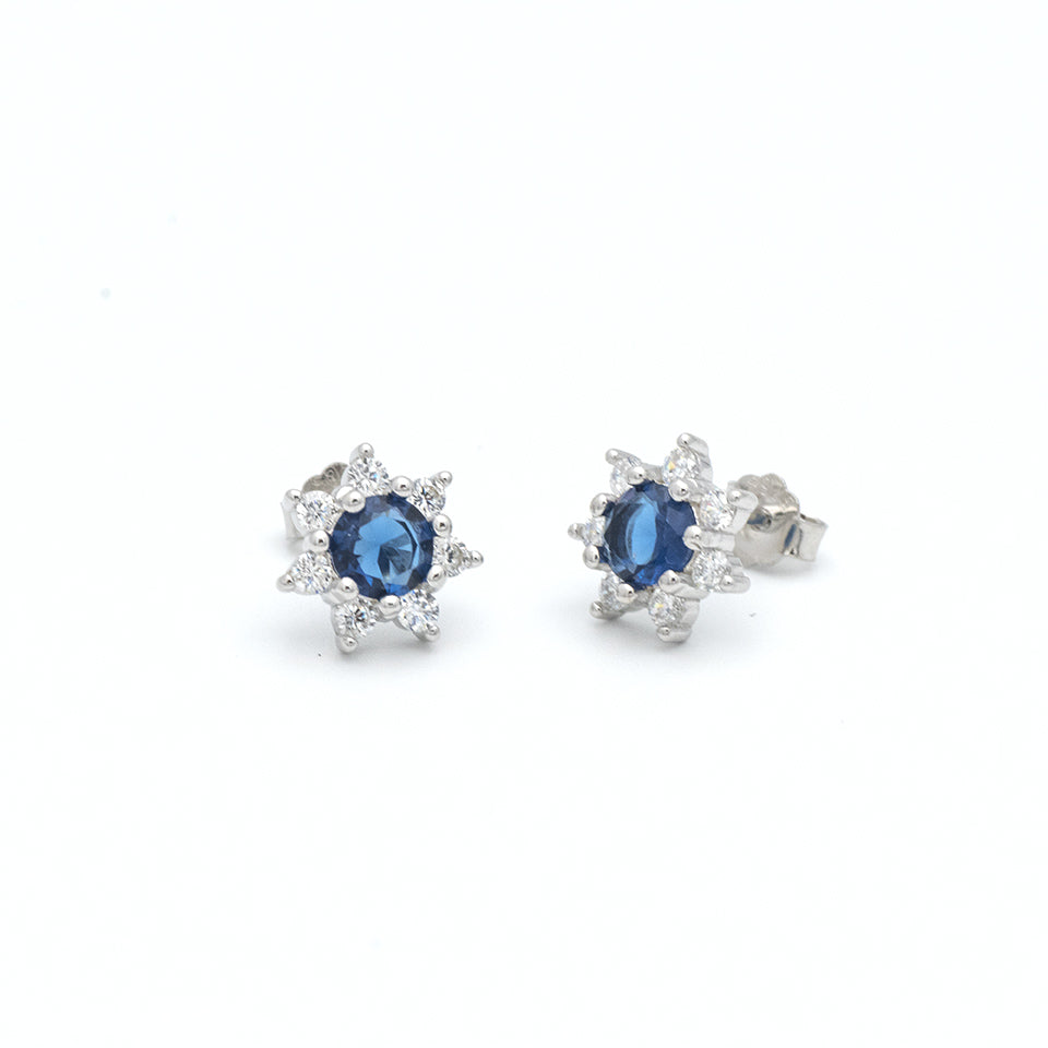 Orecchini Fiore Blu in Argento