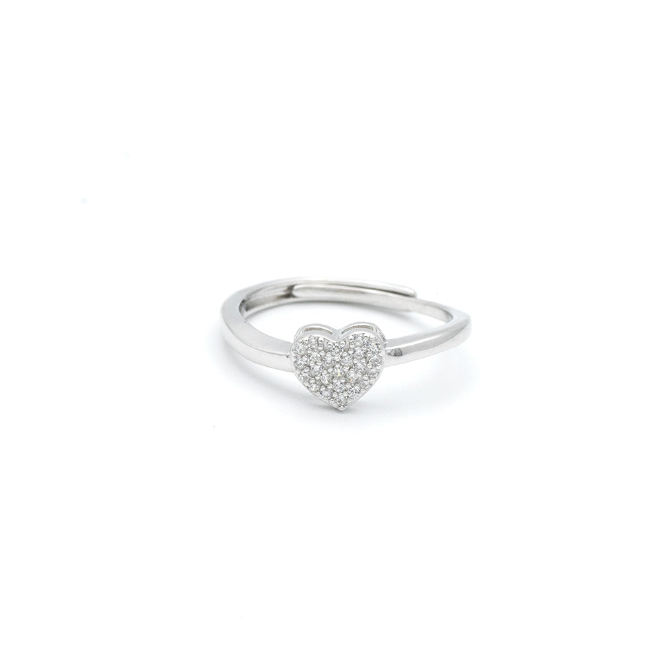 Anello Cuore a Pavè in Argento